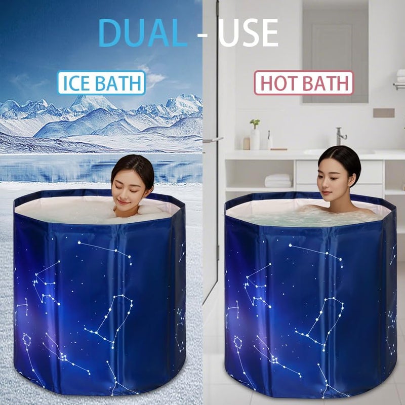 Simcat Sincat Portable Foldable Ice Bath Tub, Large Portable Bath Tub for Adults, Suitable for Outdoor Gym, Easy to Assemble Collapsible Bathtub, Ice Bath, Family Bathroom SPA Tub(31.5 in Gradient Blue) - Image 4